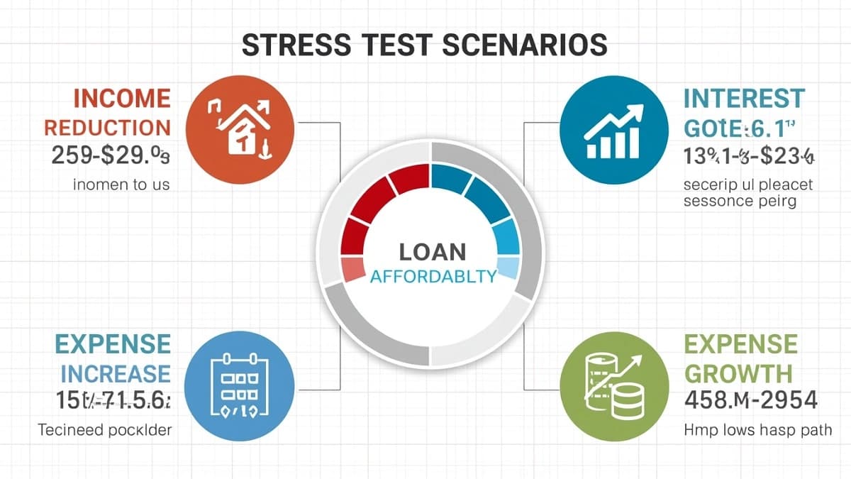 Professional financial planning infographic showing loan calculator interface with charts and graphs for better financial decision making