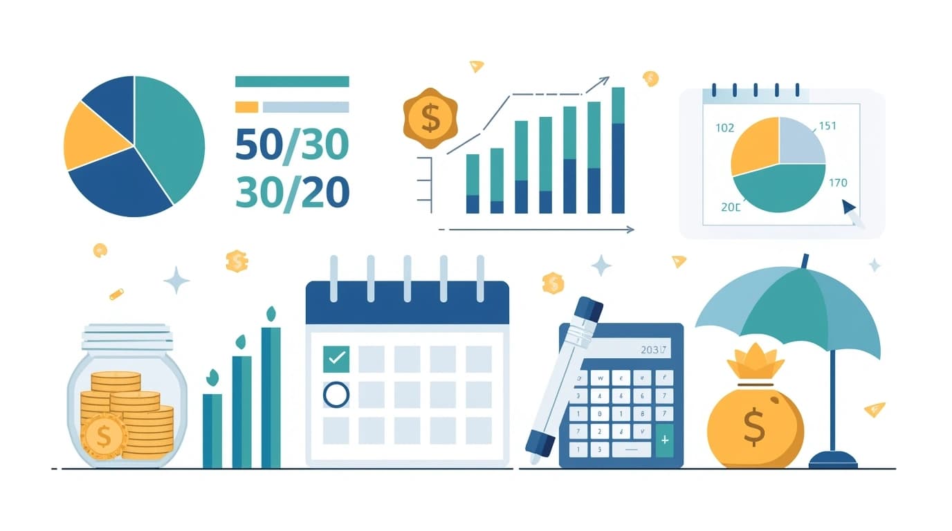 Savings calculator emergency fund planning guide with charts showing savings growth and financial security strategies